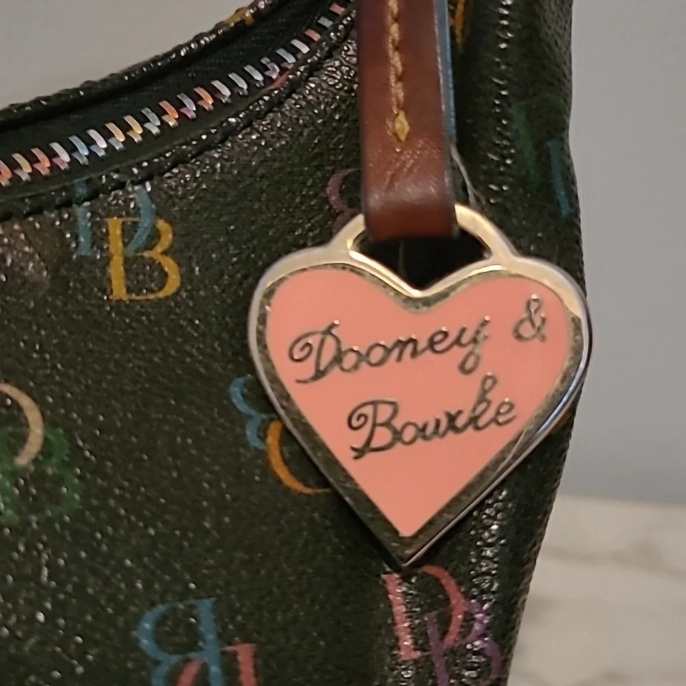 Vintage Dooney & Bourke Rainbow Monogram Logo Mini Hobo Bucket Bag Purse Y2K - Picture 2 of 16